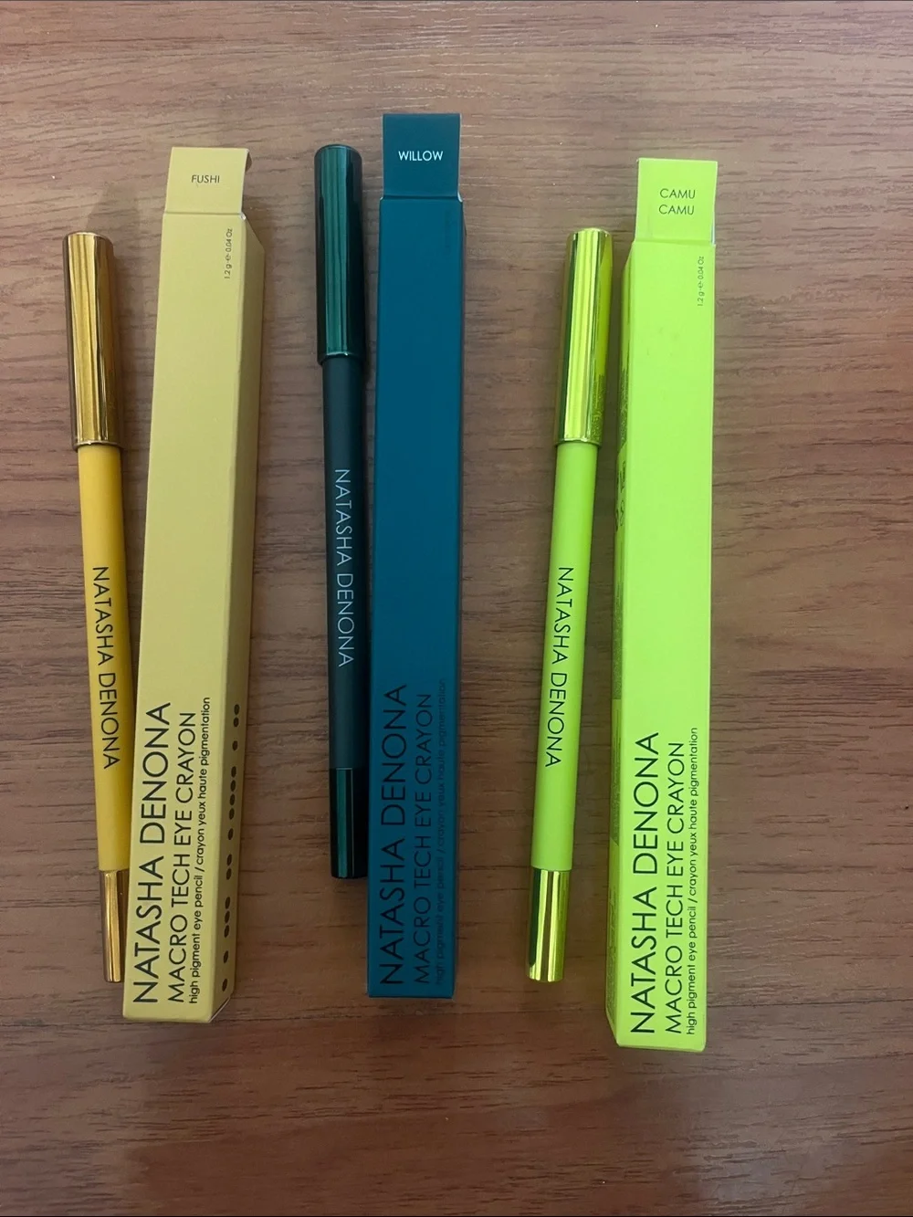 Set of 3 Natasha Denona Macro Tech Eyeliner Crayons in Fushi, Willow & Camu Camu